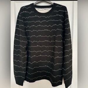 Bespoken Black Reversible Crewneck Sweater with White Pattern